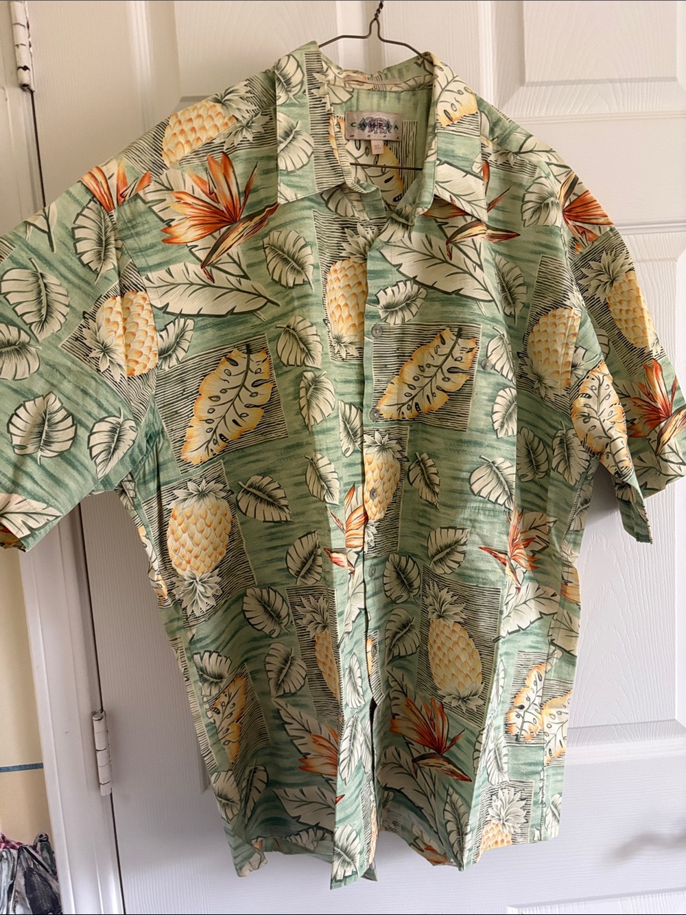 Vintage Campia Moda “Flamenco Pineapple”‎ Print Short-Sleeve Shirt 100% Rayon